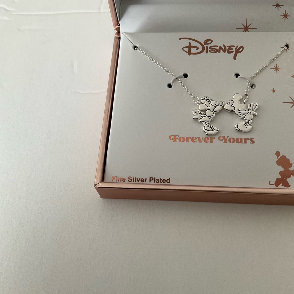 Disney Classics Jewelry | Mickey & Minnie Kissing Silver Plated Pendant Necklace - Picture 6 of 10